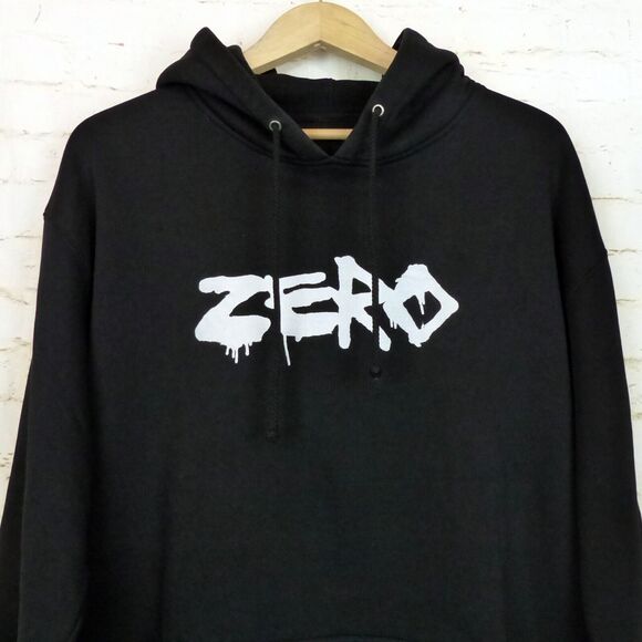 Y2K VTG Zero Skateboards Eat Me Hoodie Mens L Black Logo Spell Out Skate Grunge - Picture 6 of 13